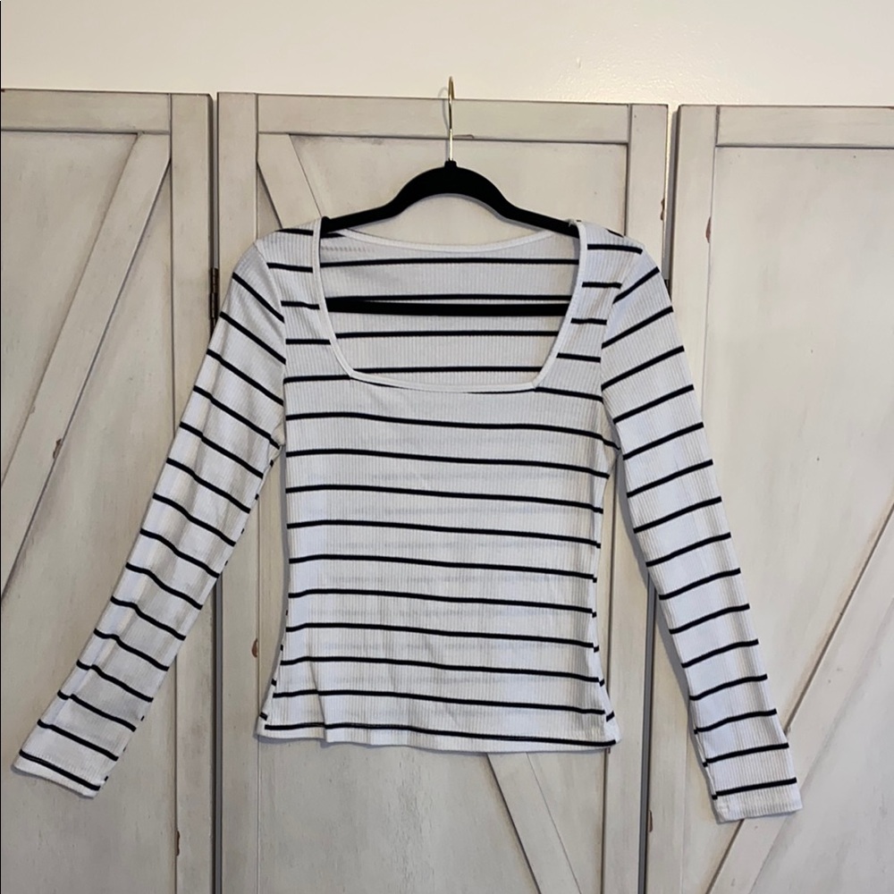 SHEIN Black and White Striped Blouse